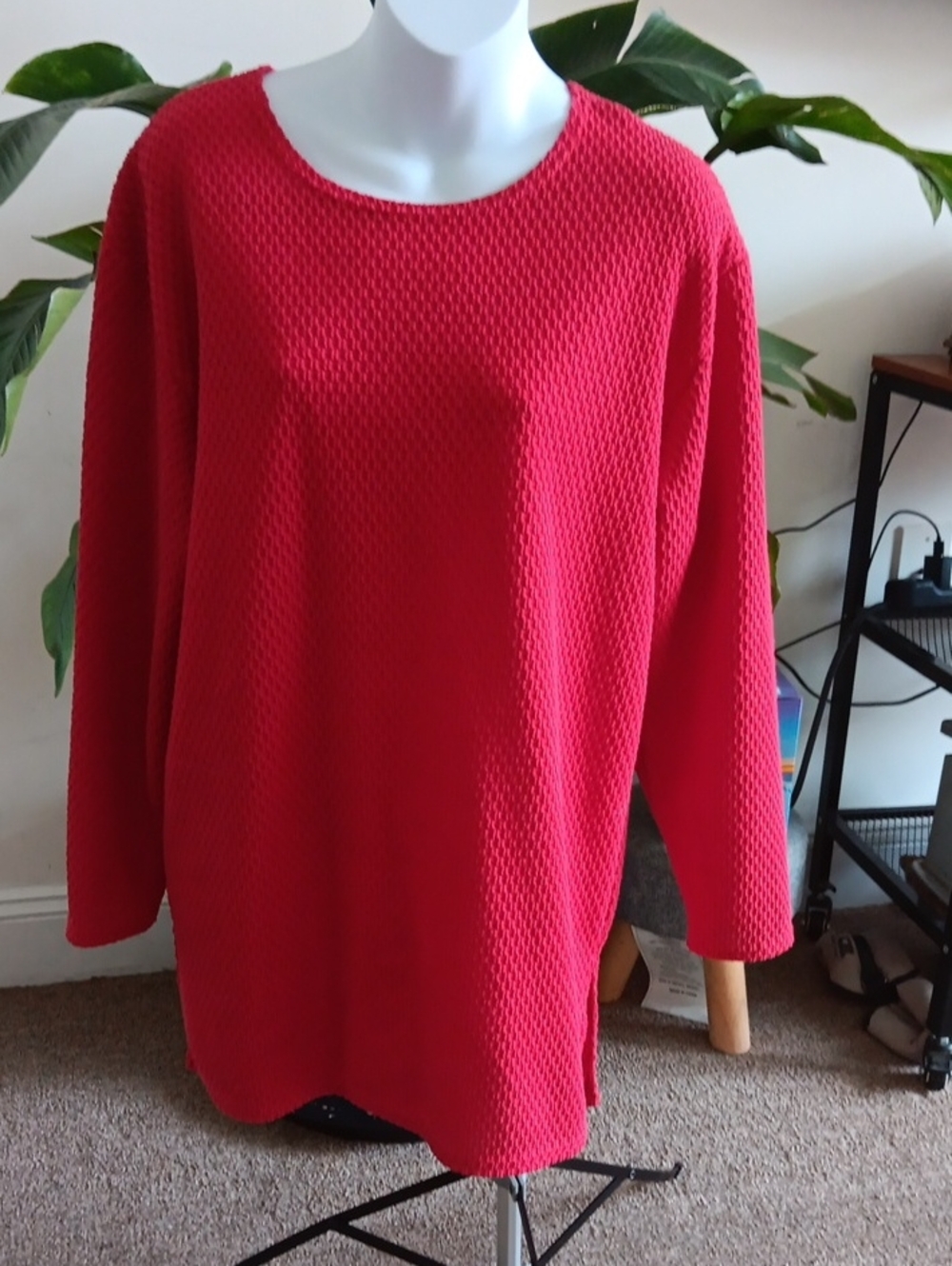 NY&CO Red Long Sleeve Tunic Top Size M